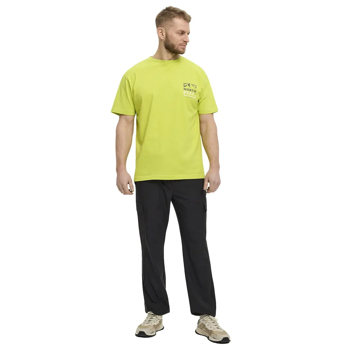 Duży męski t-shirt z nadrukiem koszulka z krótkim rękawem North 56°4 43701-0625 limonkowa