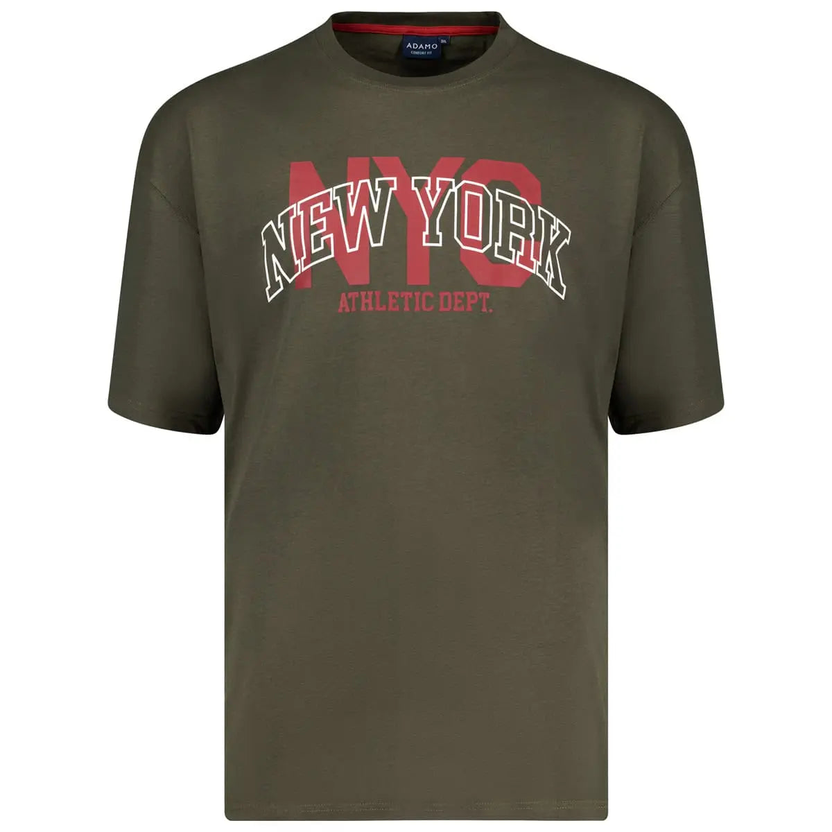 Duży męski t-shirt z napisami koszulka z krótkim rękawem Adamo 131505-430 khaki
