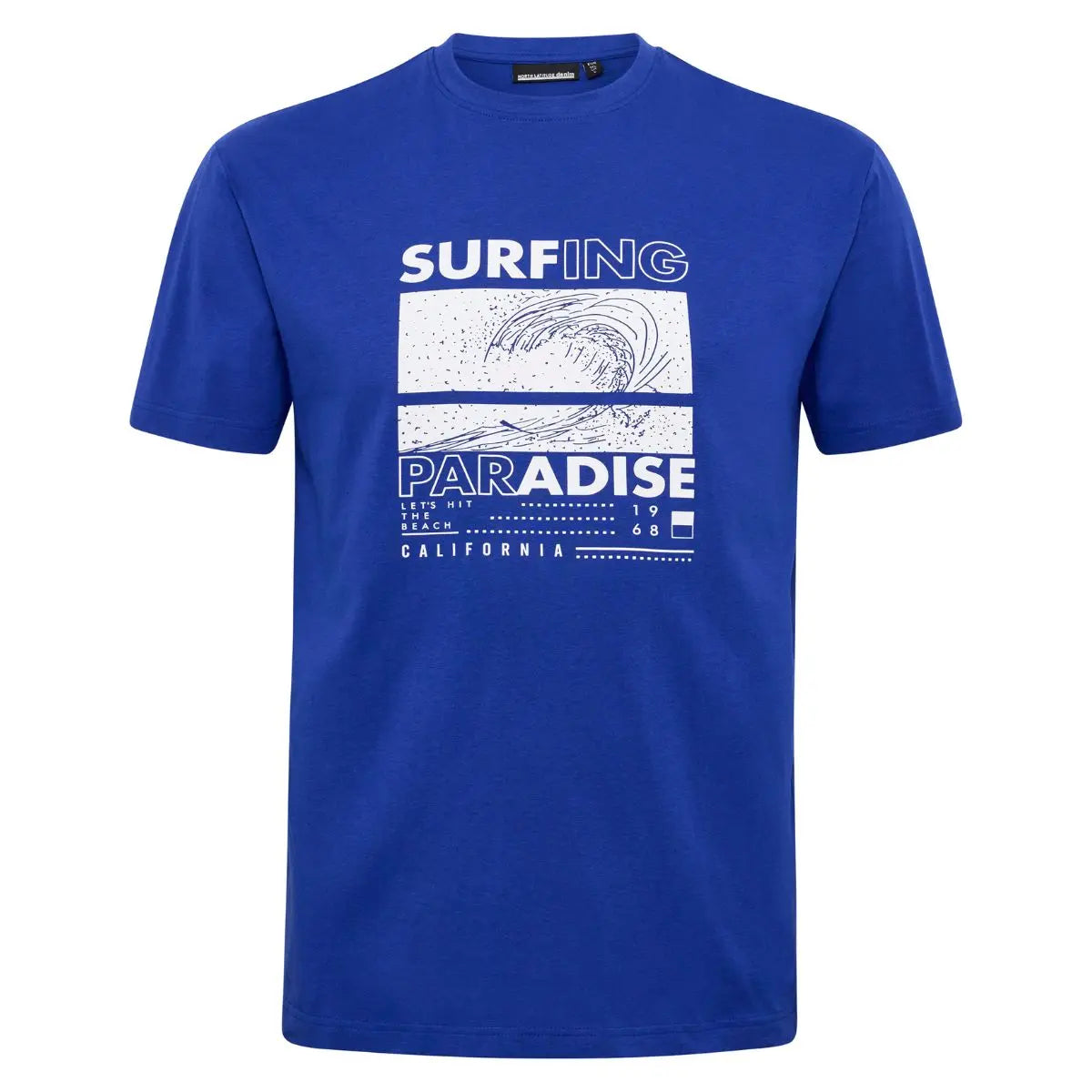 Duży męski t-shirt z wakacyjnym nadrukiem koszulka z krótkim rękawem North Latitude 51322-0570 niebieska
