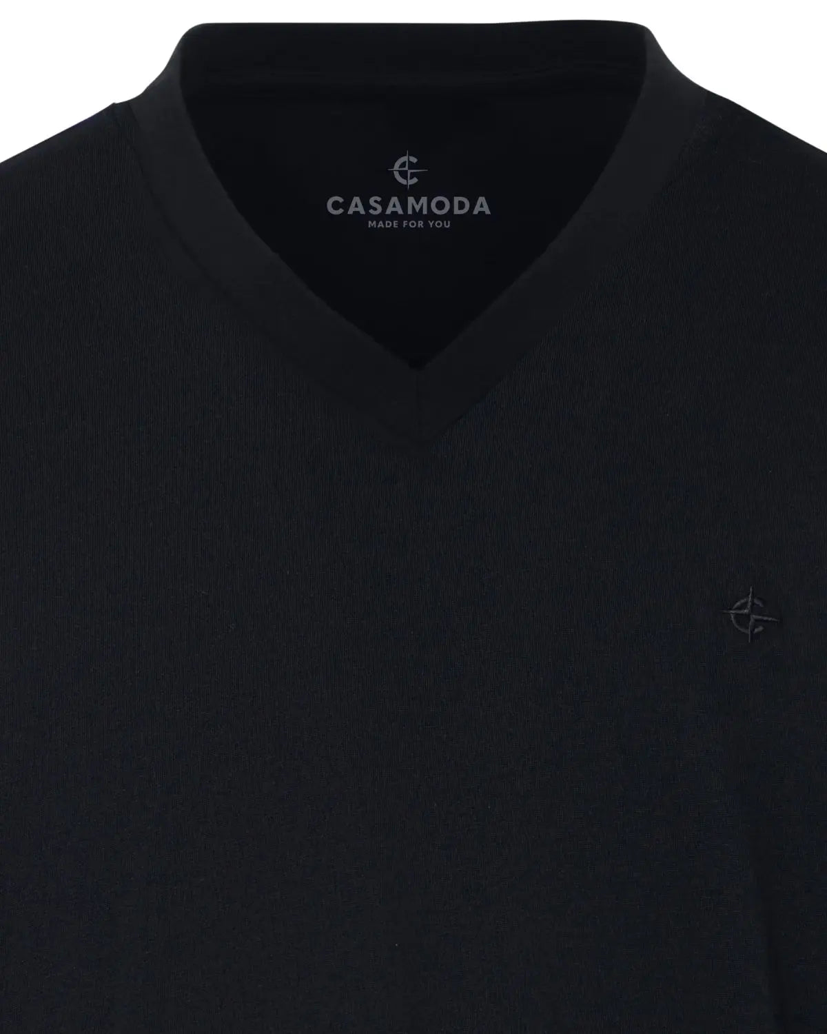 Duże męskie koszulki gładkie w serek  t-shirty 2 sztuki Casa Moda 092600-800 czarne