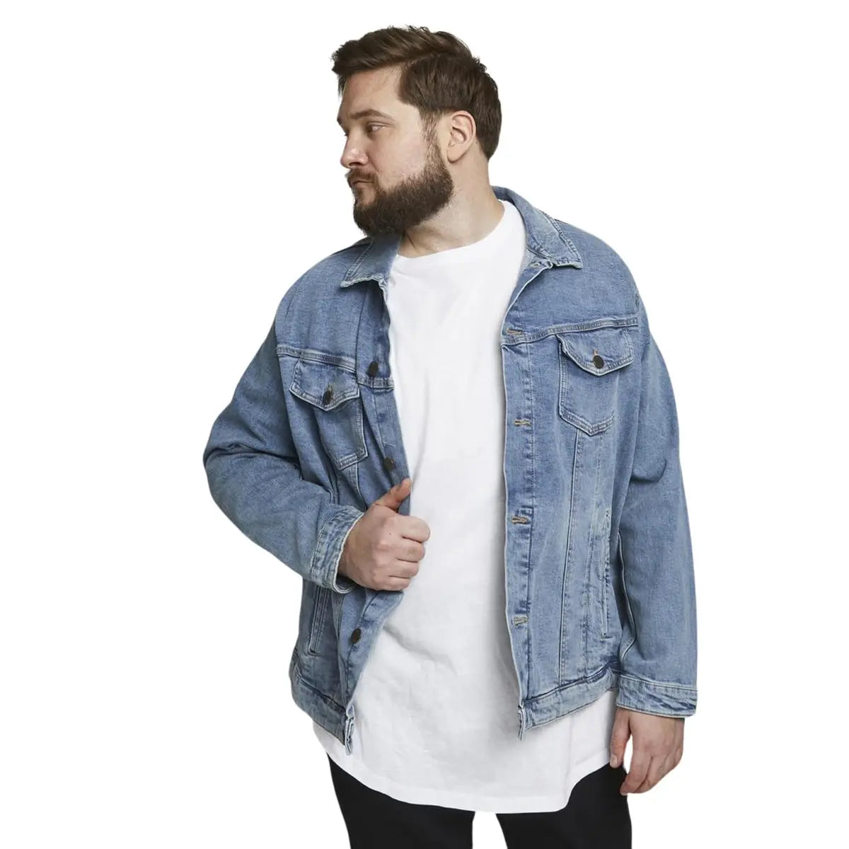 Duża męska koszulka z krótkim rękawem t-shirt gładki Jack &amp; Jones 12184933 biały