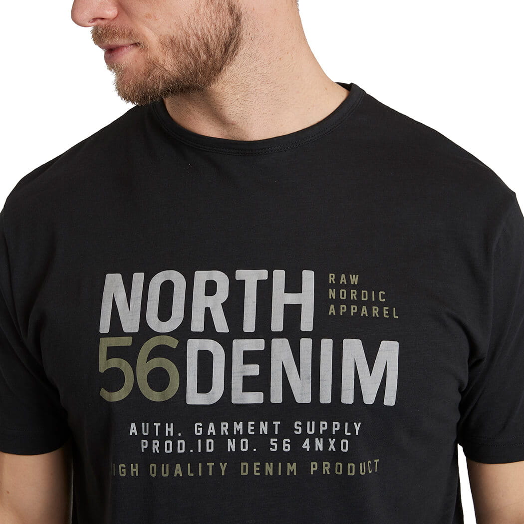 Duży męski t-shirt koszulka z napisami North 56°4 99325 czarna