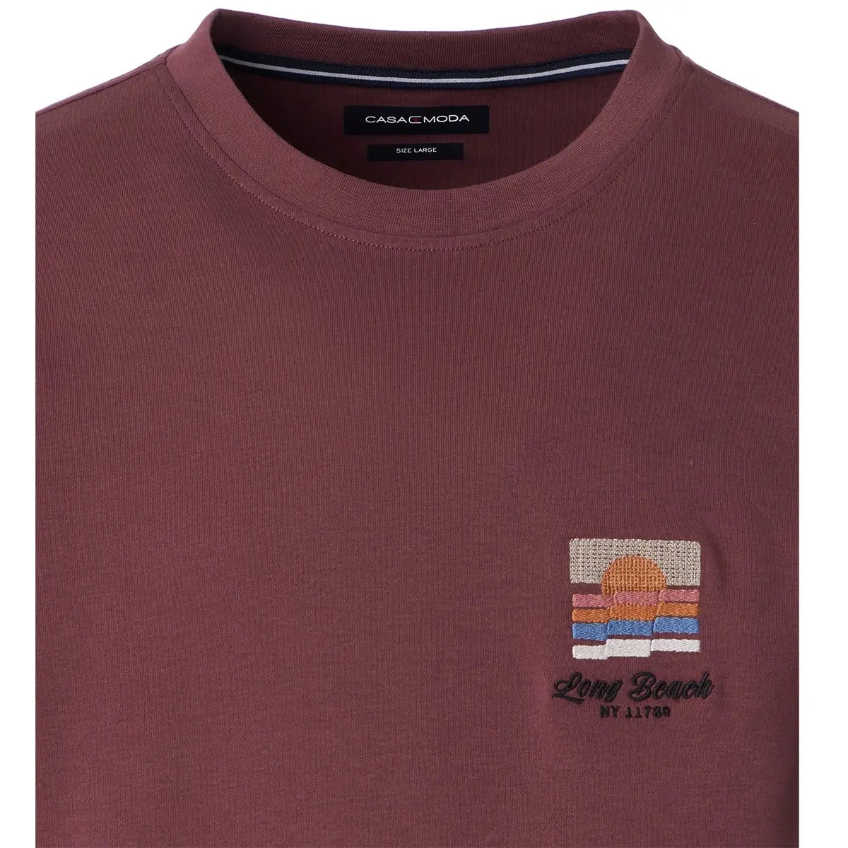 Duża męska koszulka z krótkim rękawem t-shirt z nadrukiem Casa Moda 954436900-454 bordowy