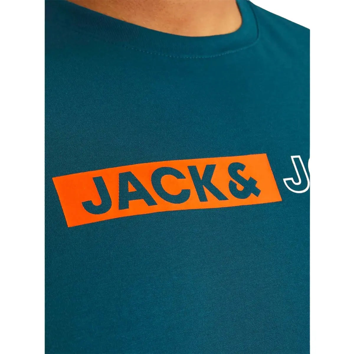 Duża męska koszulka z napisami t-shirt Jack &amp; Jones 12243630 morski