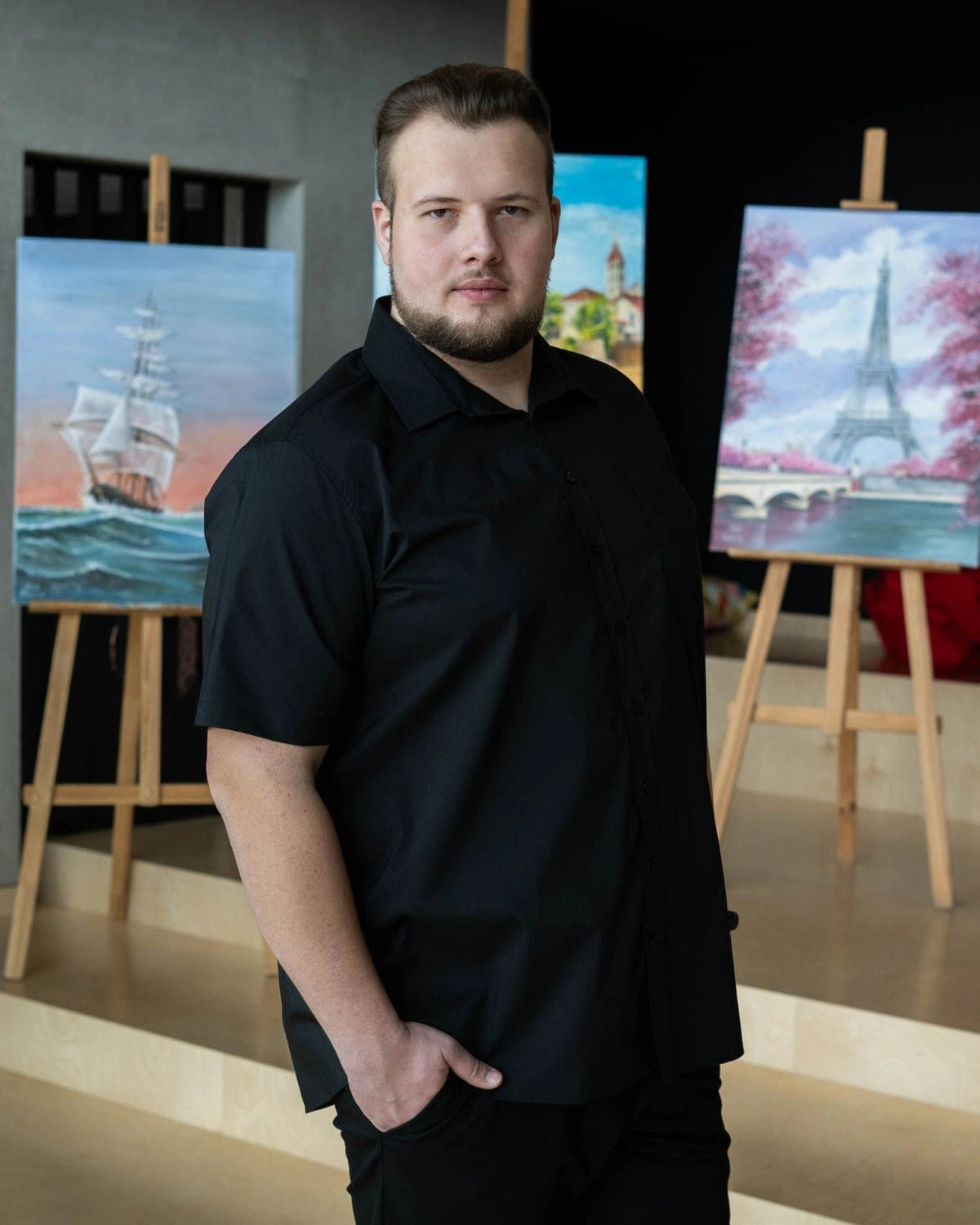 Duża męska koszula z krótkim rękawem gładka plamoodporna NON IRON Duke D555 Lucas czarna