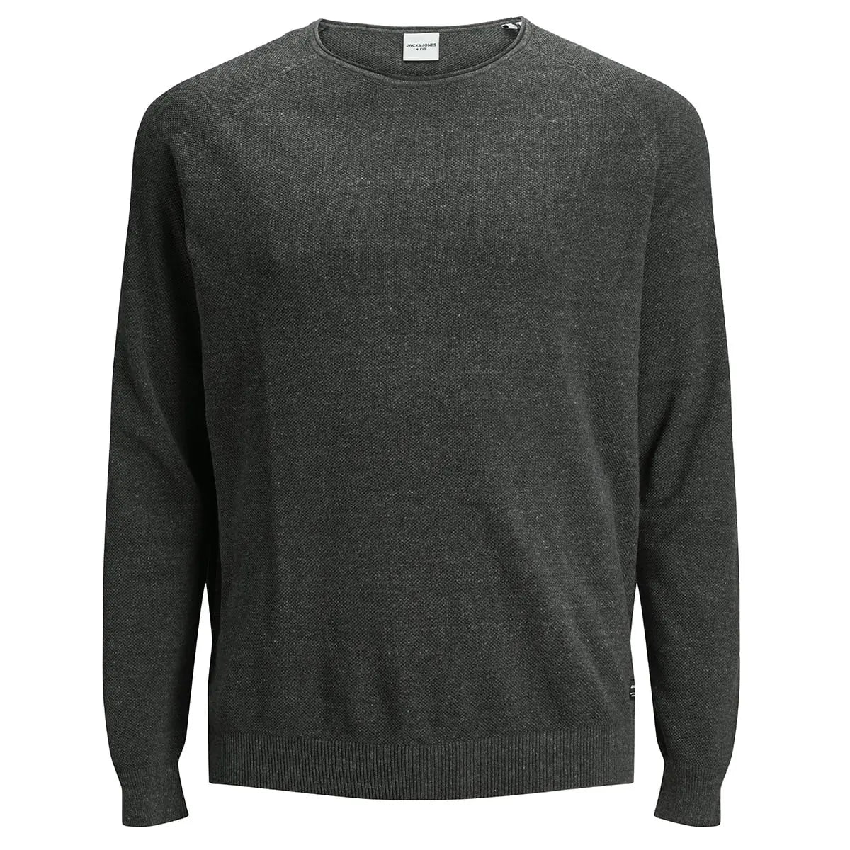 Duży męski sweter gładki wkładany przez głowę Jack &amp; Jones 12163781 ciemnoszary