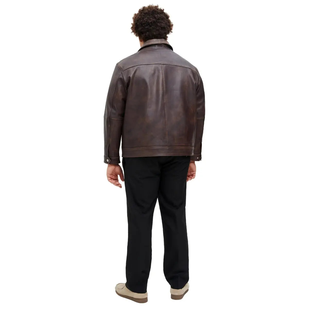 Duża męska skórzana kurtka ramoneska Jack &amp; Jones 12285027 brązowa