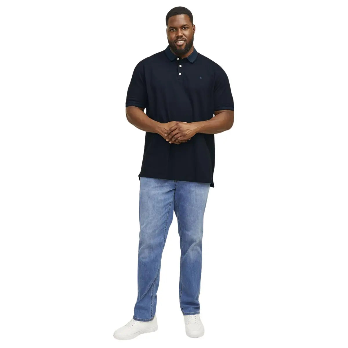 Duża męska polówka koszulka z kołnierzykiem Jack &amp; Jones 12143859 granatowa