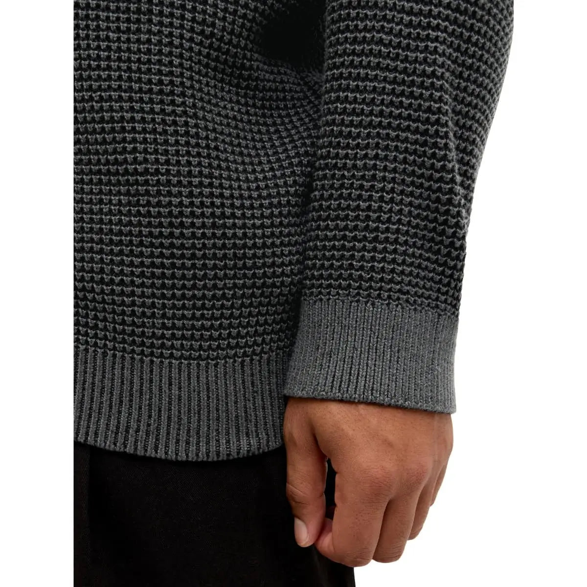 Duża męska bluza rozpinana z kapturem o strukturalnej fakturze Jack &amp; Jones 12285626 szaro-czarna