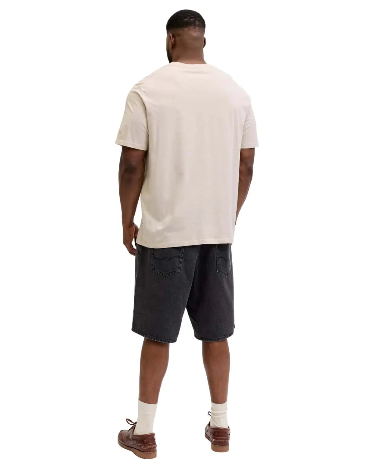 Duża męska koszulka t-shirt z nadrukiem Jack &amp; Jones 12295977 beżowy