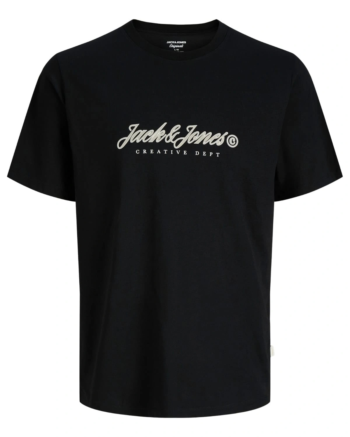 Duża męska koszulka krótki rękaw t-shirt z nadrukiem Jack &amp; Jones 12297272 czarny
