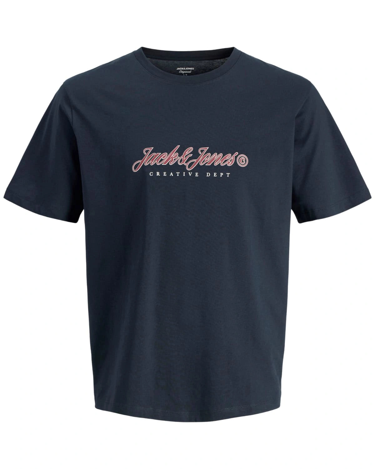 Duża męska koszulka krótki rękaw t-shirt z nadrukiem Jack &amp; Jones 12297272 granatowy