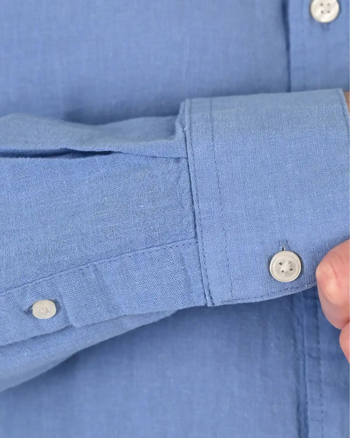 Duża męska koszula długi rękaw gładka lniana Double Urban Outfitters GS-5190 niebieska