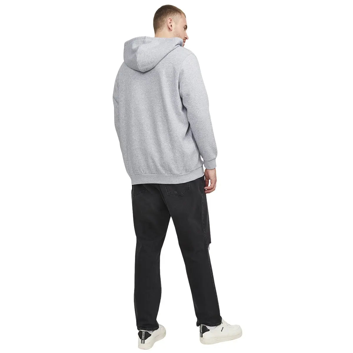 Duża męska bluza rozpinana z kapturem gładka Jack &amp; Jones 12250596 jasnoszara