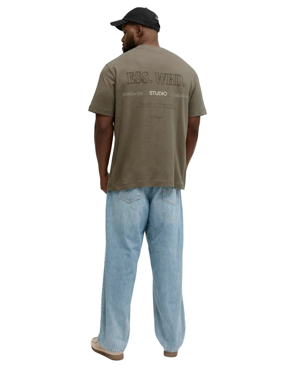 Duża męska koszulka krótki rękaw t-shirt z efektownym nadrukiem na plecach Jack &amp; Jones 12279891 jasnobrązowy