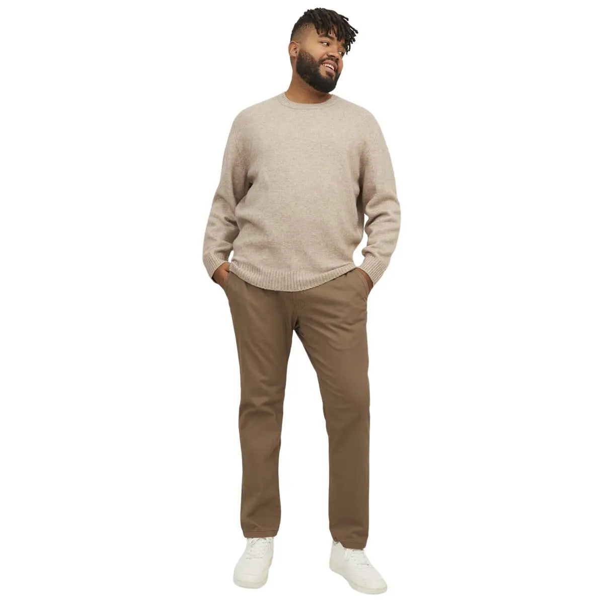 Duże męskie spodnie chinosy Jack &amp; Jones 12243603 jasnobrązowe