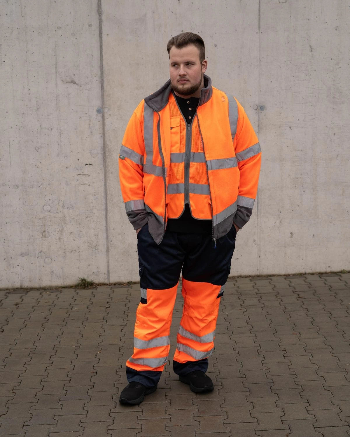 Duża męska bluza rozpinana robocza odblaskowa polar Leo Hartland pomarańczowa
