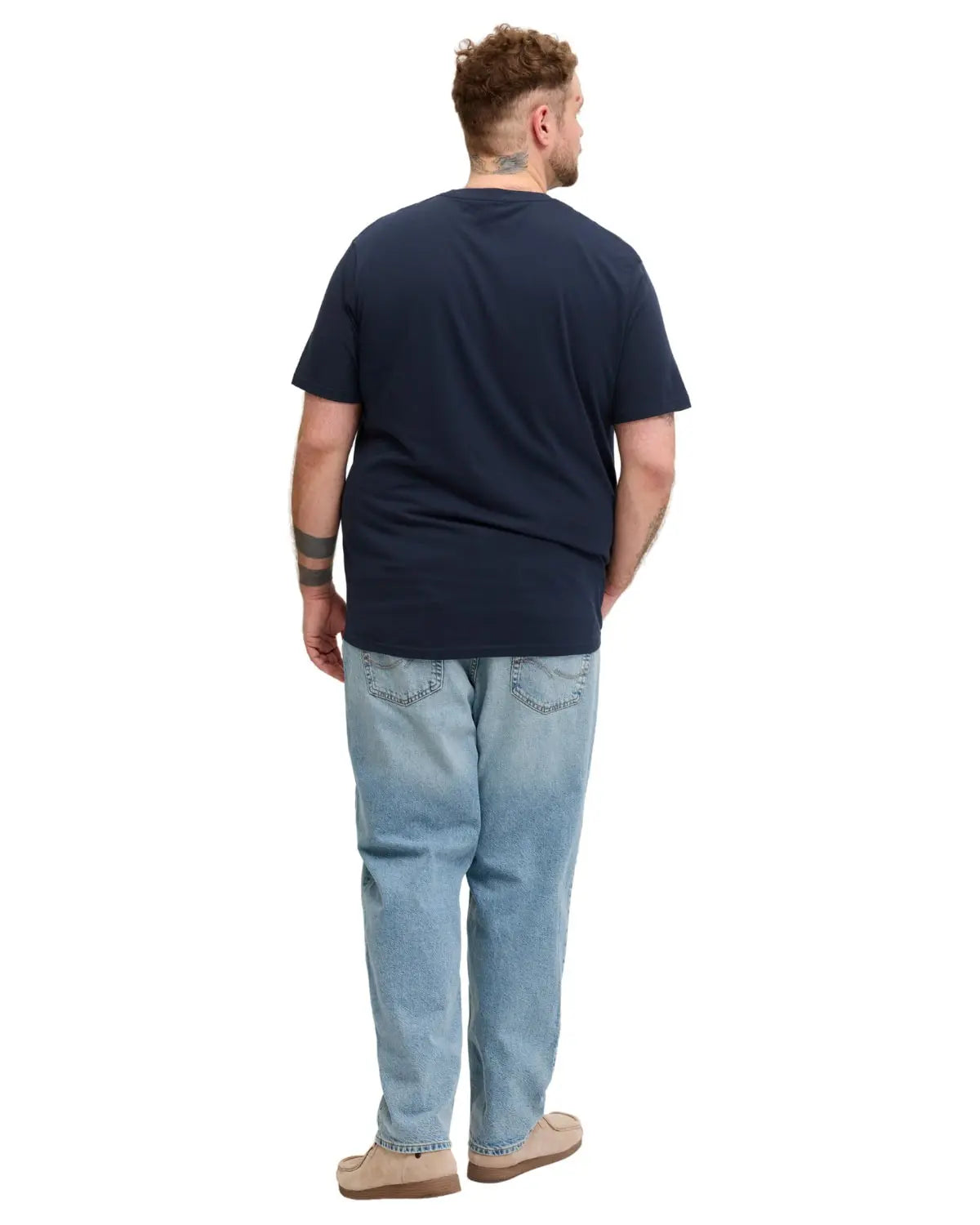 Duża męska koszulka krótki rękaw t-shirt z napisami Jack &amp; Jones 12294518 granatowy