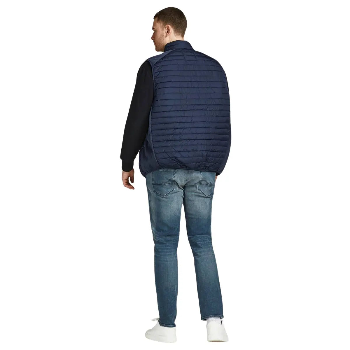 Duży męski bezrękawnik kamizelka ze stójką Jack &amp; Jones 12205347 granatowa