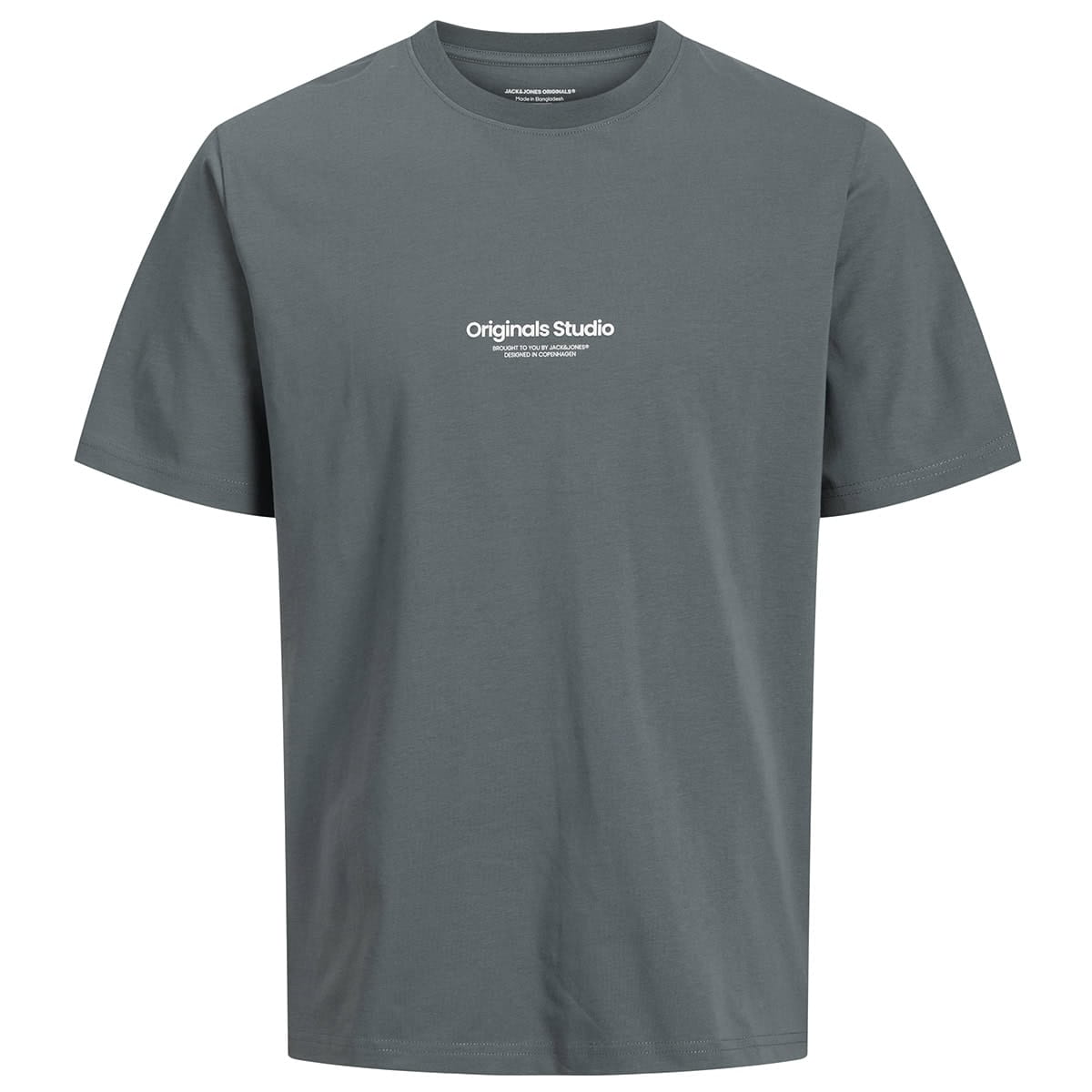 Duża męska koszulka z małym nadrukiem t-shirt Jack &amp; Jones 12248177 szaroniebieski