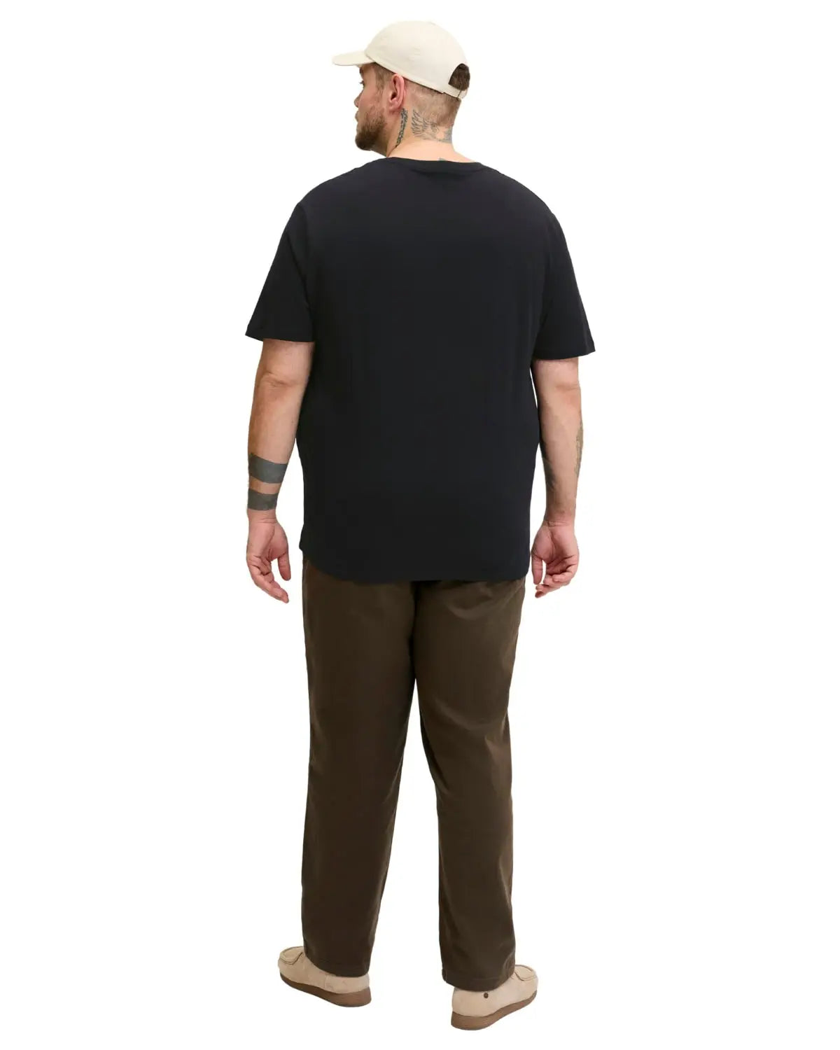 Duża męska koszulka z krótkim rękawem t-shirt z efektownym nadrukiem Jack &amp; Jones 12289691 czarny