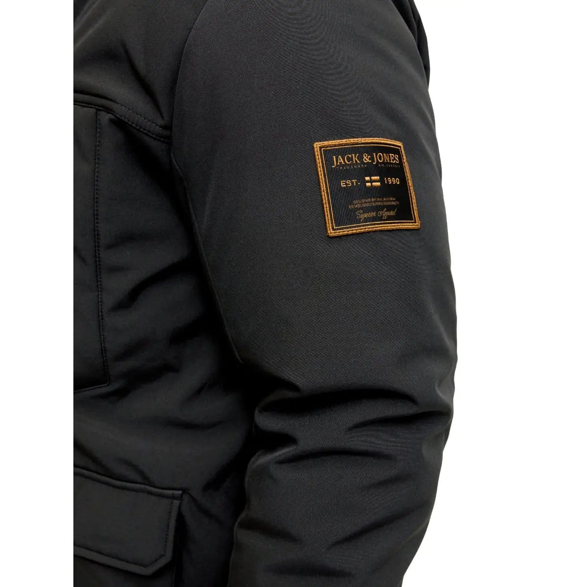 Duża męska kurtka z kapturem parka Jack &amp; Jones 12279797 czarna